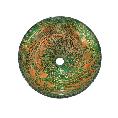 Green/ Gold Splatter Glass Sink Bowl DealTrend