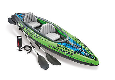 New Intex Two Person Challenger K2 Inflatable Kayak Kit with Oars & Pump 68306EP