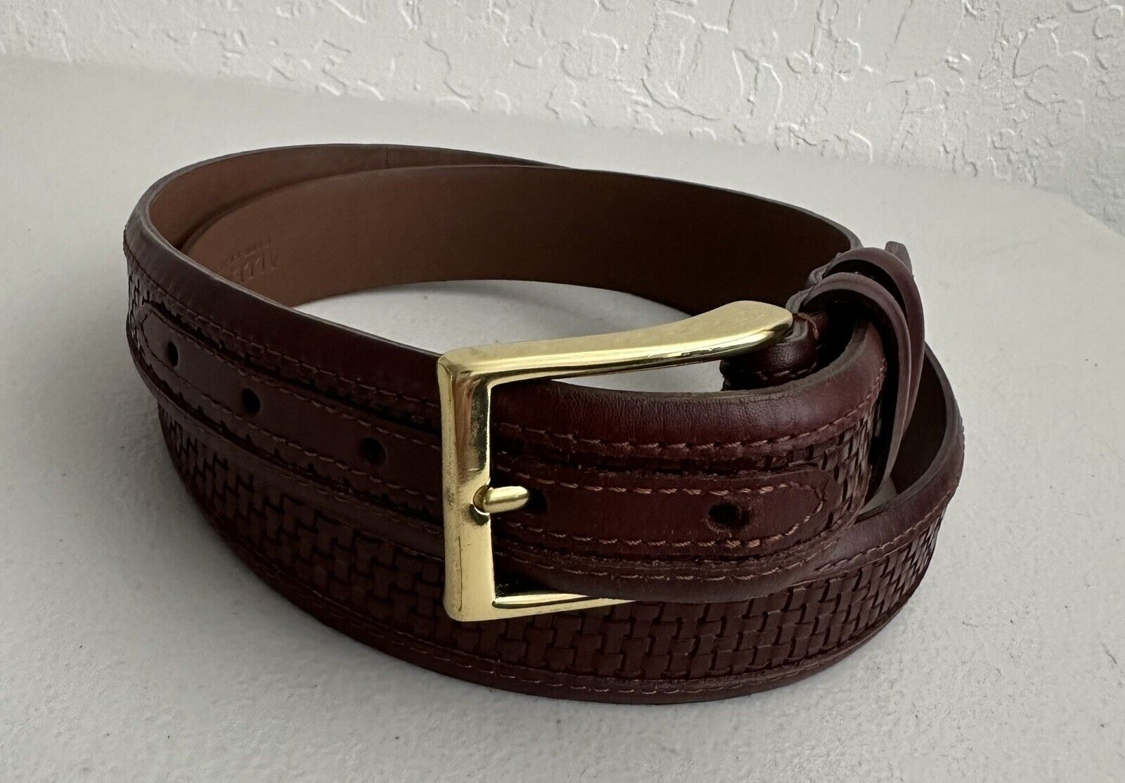 Allen Edmonds Woven Inlay Calfskin Leather Belt