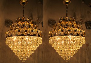 HUGE Light vintage Basket Chandelier  French huge Style   Vintage Of Pair Crystal Lamp chandelier