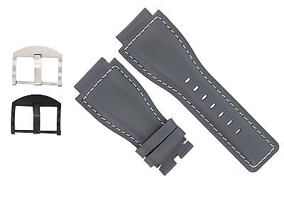 24MM GENUINE WATCH BAND STRAP SMOOTH FOR BELL ROSS BR-01-BR-03 WATCH GREY WS