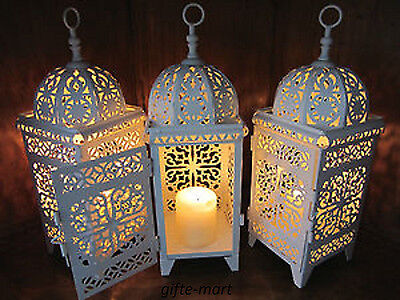 8 lot white Moroccan scrollwork Lantern Candle ...