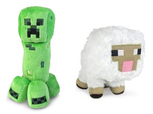 Minecraft-Animal-Plush-Set-of-2-Baby-Sheep-and-Creeper-6-8-Inches