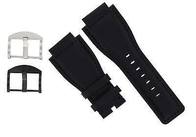24MM GENUINE WATCH STRAP SMOOTH BAND FOR BELL ROSS BR-01-BR-03 WATCH BLACK