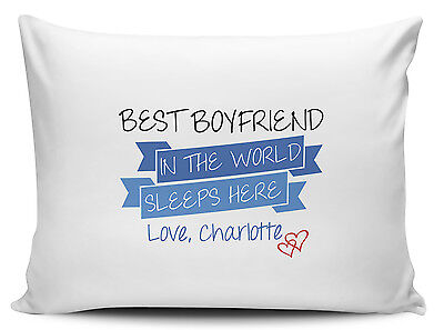 Personalised Best Boyfriend In The World Sleeps Here Pillow Cases - Brand (Best Boyfriend In The World)