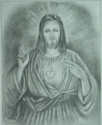 Christian Jesus Artwork Handmade Christ Religious Painting pencil sketch Boat 65