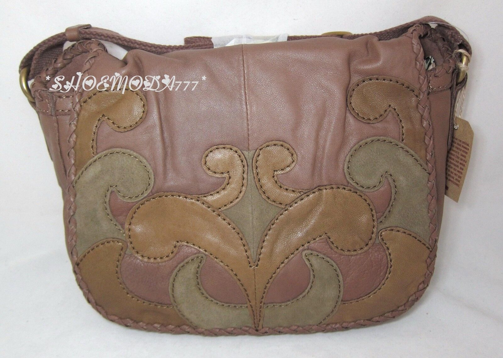 Pre-owned Lucky Brand La Brea Patchwork Flap Shoulder Bag Purse Messenger Leather