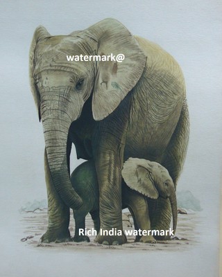 African Elephant wild Life Realistic Painting Water color Handmade Artwork USA