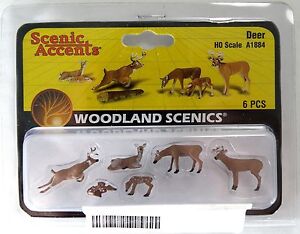 HO-Scale-Deer-Figures-6-pcs-Woodland-Scenics-Scenic-Accents-A1884