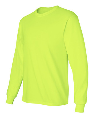 Pre-owned Gildan 50 Long Sleeve T-shirts Safety Green Blank Wholesale Ansi Bulk Lot Smlxl New.