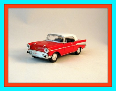1957 CHEVROLET BEL AIR WELLY 1/34 RED/WHITE DIECAST CAR COLLECTOR'S MODEL, RARE