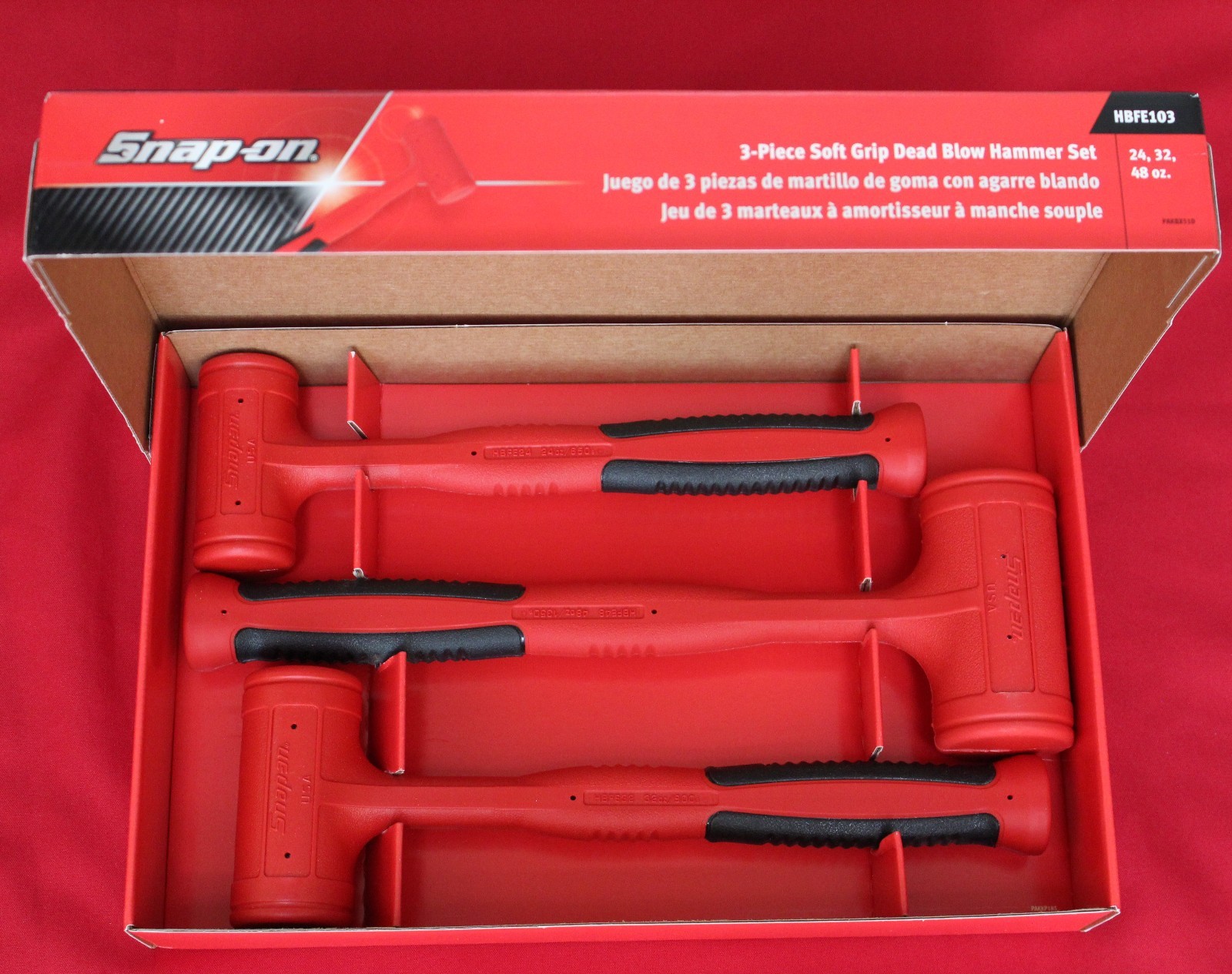 Snap On Hbfe103 Dead Blow Hammers 3 Pcs. Soft Grip Set Brand New New