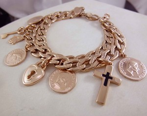 charms Gold  Hand God GF 18ct cross Curb Charms Cross  australia of Heart Double  Rose Coins