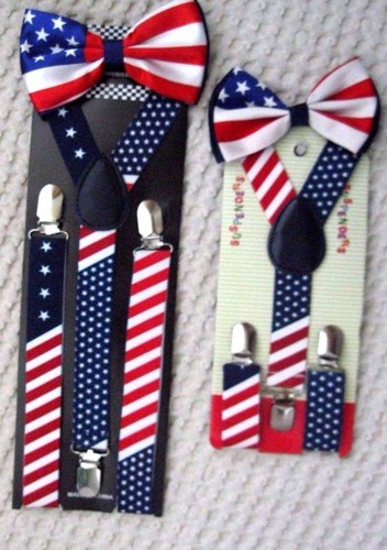 Father-Son-US-American-Flag-Adjustable-Bow-Tie-US-Flag-Adj-Suspenders-Combo
