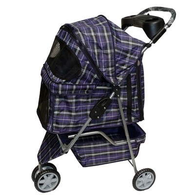 New BestPet Large Blue Plaid 3 Wheels ...