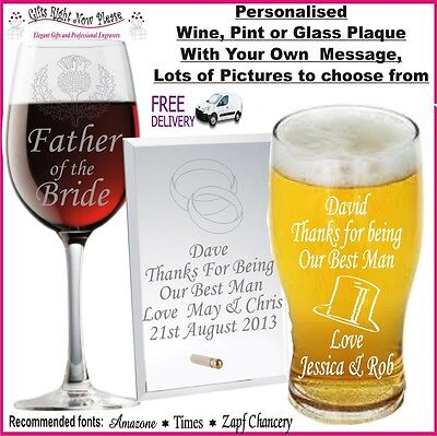 Personalised Glass Gifts Best Man Usher 18th 21st 30th  Birthday Bridesmaid