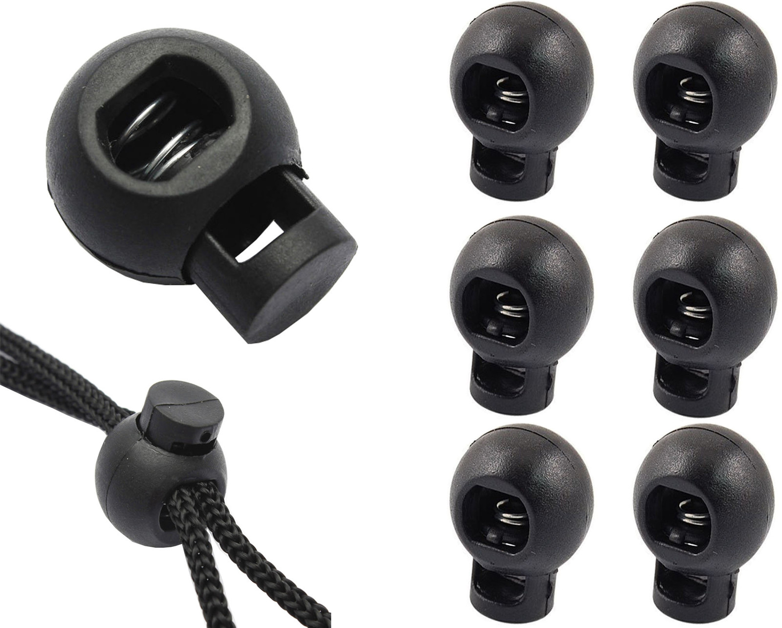 Bungee Shock Cord Ball Stoppers Lock End Toggle Cord With Metal Springs