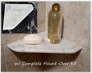 Easy Add Marble Shower Corner Shelf Carrara 8" Stone