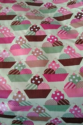 100/% Cotton Benartex Ice Cream Sundae Yellow Under The Big Top 1//2m