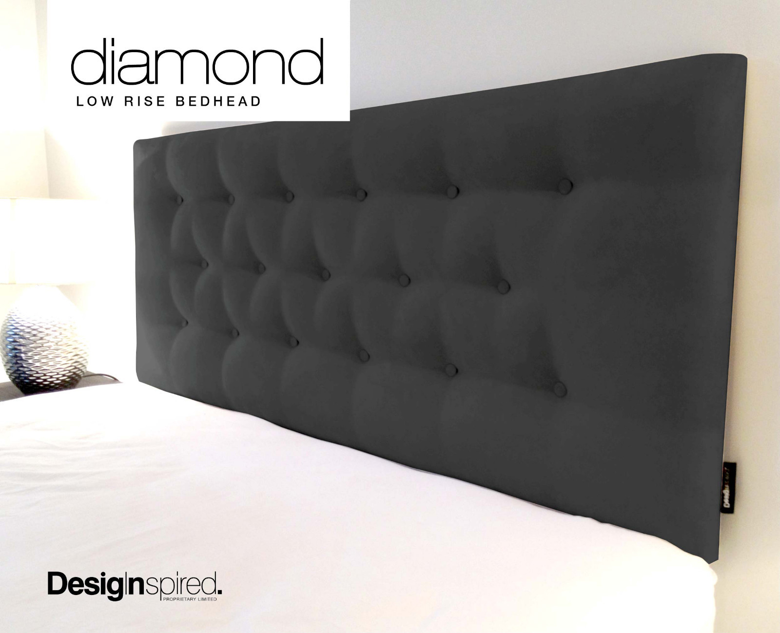 DIAMOND LOW RISE Upholstered Bedhead Headboard for King Size Ensemble