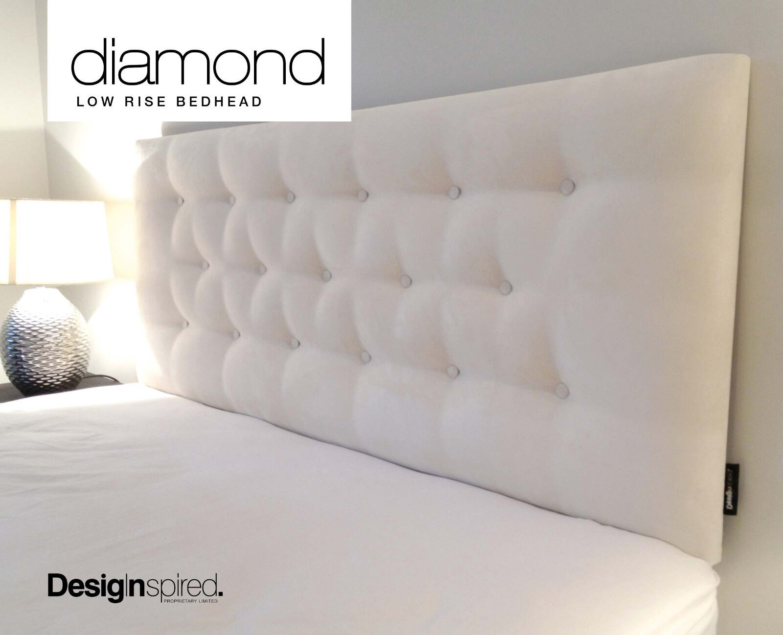 DIAMOND LOW RISE Upholstered Bedhead Headboard for Queen Size Ensemble