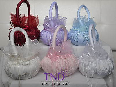 WEDDING CEREMONY SATIN FLOWER GIRL BASKET WITH ...