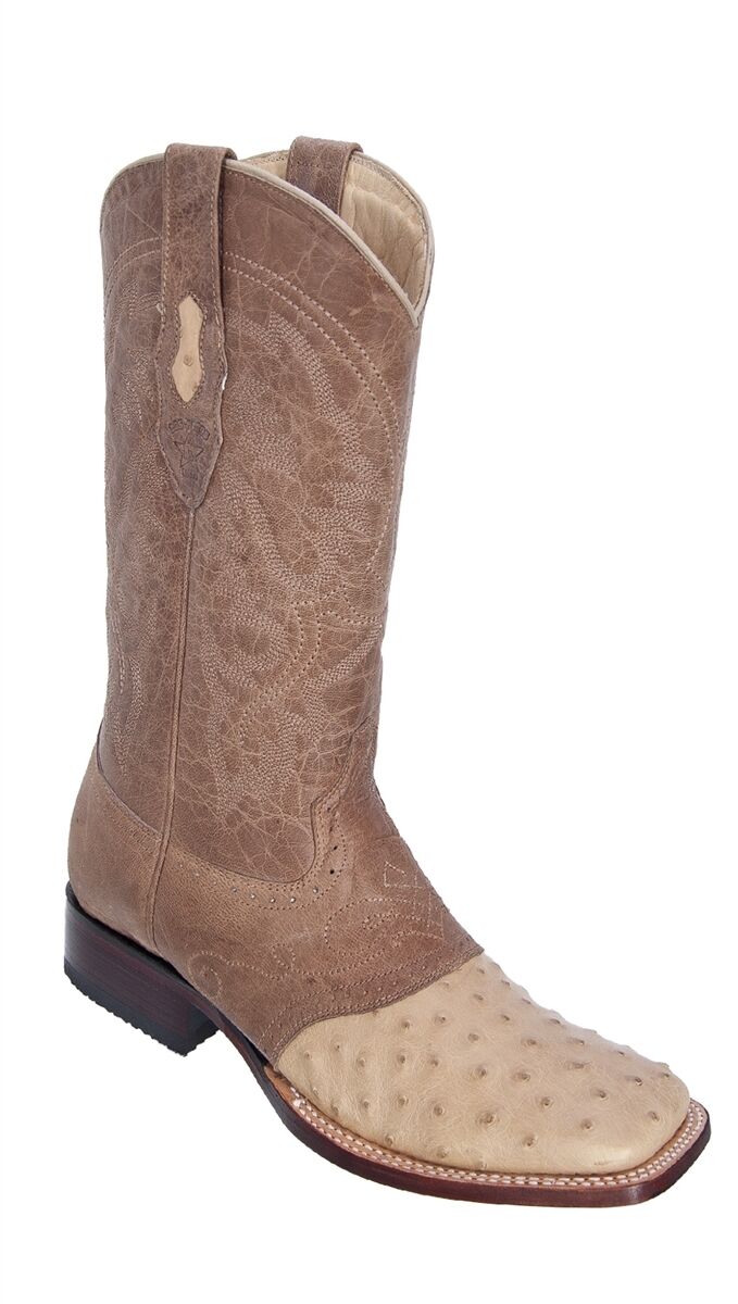 Pre-owned Los Altos Boots Los Altos Oryx Genuine Ostrich Square Toe Western Cowboy Boot (ee) 8210311