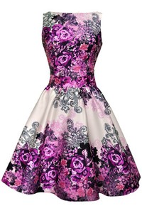 Lady V London 50's Retro Vintage Purple Rose Floral ...