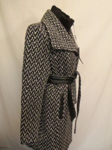 Pre-owned Andrew Marc Isabelle Wool Belted Jacket Black/white