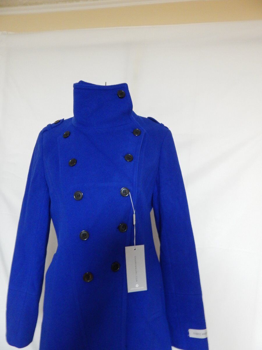 Pre-owned Andrew Marc Power Double Breasted Wool Coat Cobalt Blue