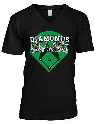 Diamonds Are A Girls Best Friend Softball Baseball Sports Pun Mens Vneck