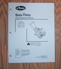 ARIENS 932102 - 520, 932103 - 624, 932310 - 624 SNO -THRO OWNERS MANUAL