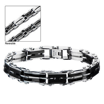 Men'S Stainless Steel And Ip H-Link Inox Jewelry Reversible Bracelet