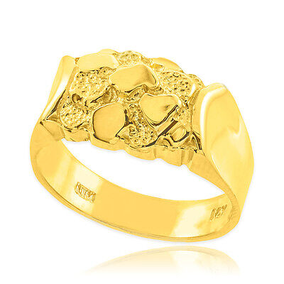 Pre-owned Claddagh Gold Gold Nugget Center Ring