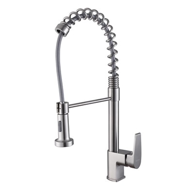 industrial style faucet complements the lookof the kitchen. The sink ...