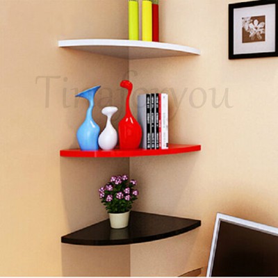 Corner Wall Mounted Floating Shelves Wooden Book ...