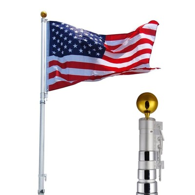 25ft Aluminum Telescoping Flagpole Kit Outdoor Gold ...