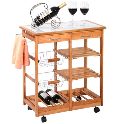 New Rolling Wood Kitchen Trolley Cart Dining ...