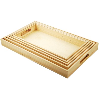 5 Wooden Trays with Handles. Breakfast Dinner ...