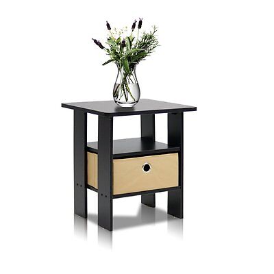 Furinno End Table Bedroom Night Stand w/Bin ...