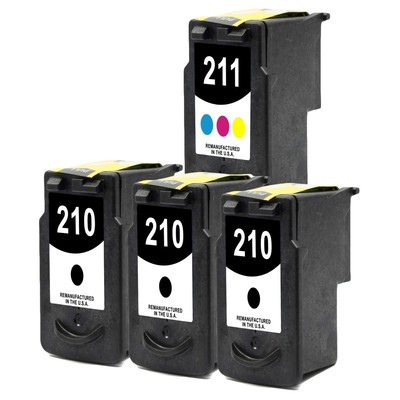 Abacus24 7 4 Set 210 211 Black Color Ink Cartridge Fo