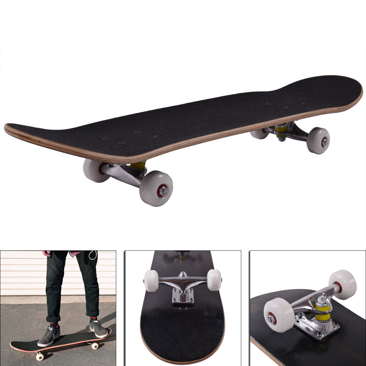 Blank Complete Skateboard Stained BLACK 7.75" Skateboards, Ready to ride New