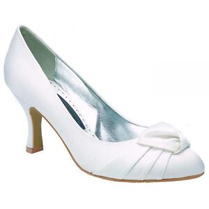 Details about MEADOWS IVORY SATIN BRIDAL WEDDING SHOES SIZE 6 UK