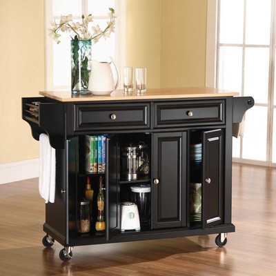 Kitchen Cart Rolling Storage Island Natural Wood ...