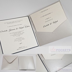invitation square pocket envelopes 150mm shimmer sleeve silver diy