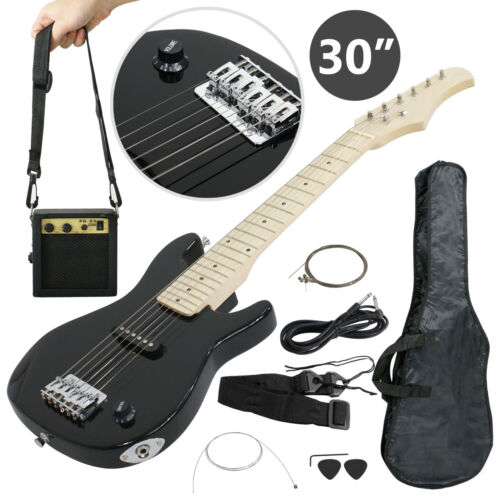 Child Electric Guitar Kids 30" Black Guitar With Amp + Case + Strap and More