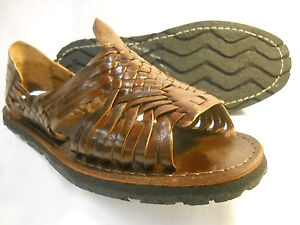 mens LEATHER MEXICAN SANDALS brown HUARACHE made in mexico SHOES *ALL ...