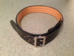 Don Hume Black Leather Gear Sam Browne Duty Belt Silver Removable Buckle 36 New | eBay
