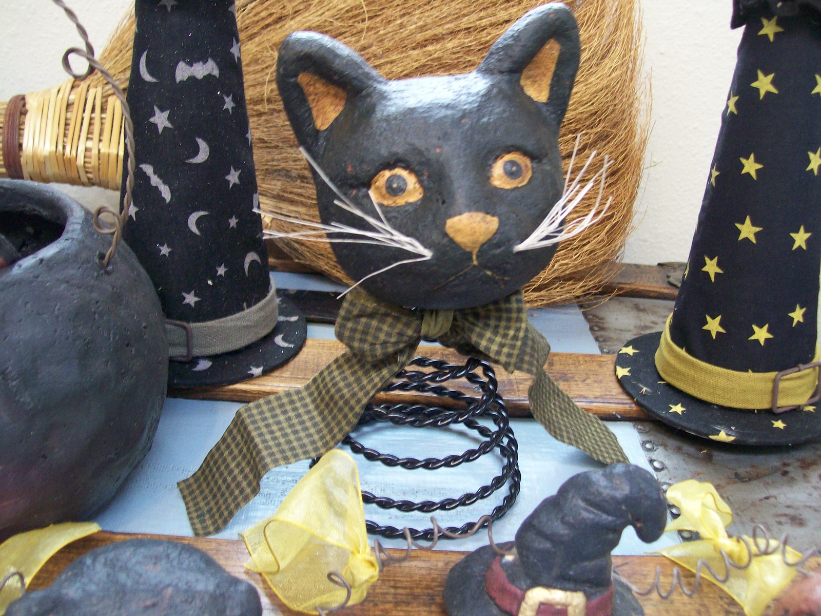 Black cat on spring (inspiration only) Halloween black