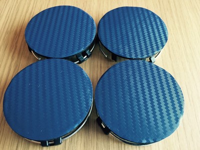 4 X BLUE CARBON FIBRE WHEEL CENTRE CAPS 75MM TO FIT MERCEDES C E CLK S CL AMG